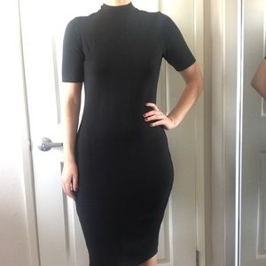Black midi body con work dress